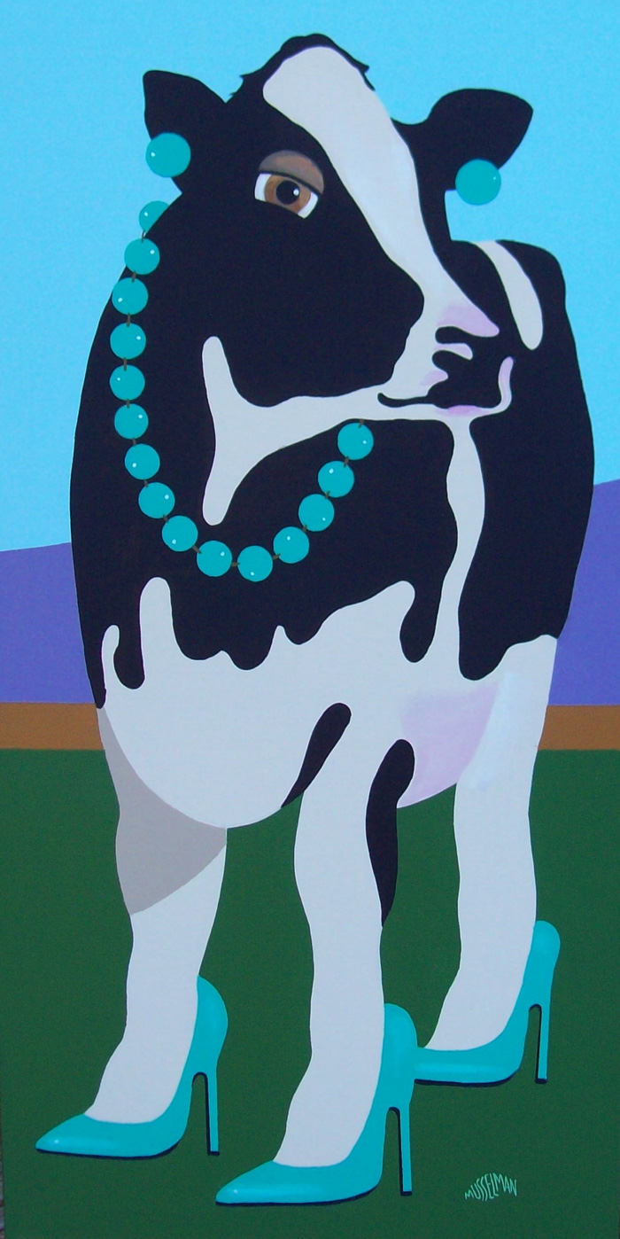Cows In Stilettos - Aqua   (18 x 36)