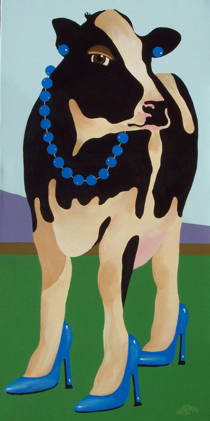 Cows In Stilettos - Blue   (18 x 36)