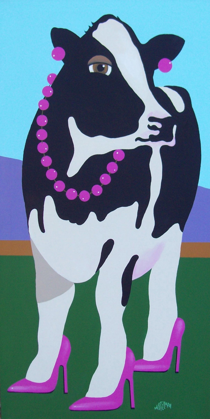 Cows In Stilettos - Magenta   (18 x 36)