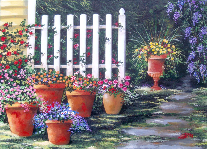 Picket Fence Garden   (18 x 24)