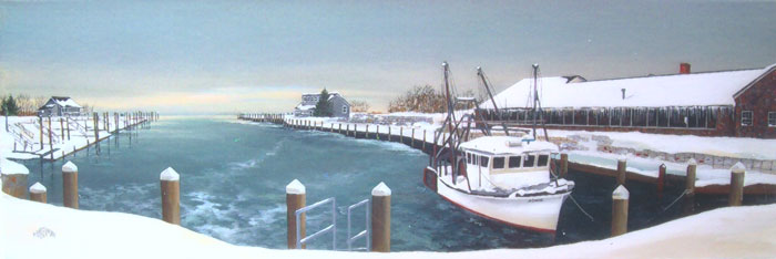 Snowy Day at the Dock   (12 x 36)