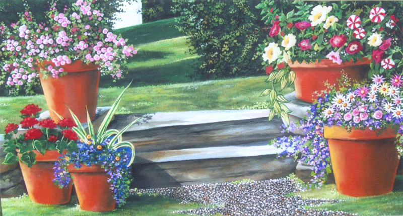 Backyard Florals   (18 x 36)