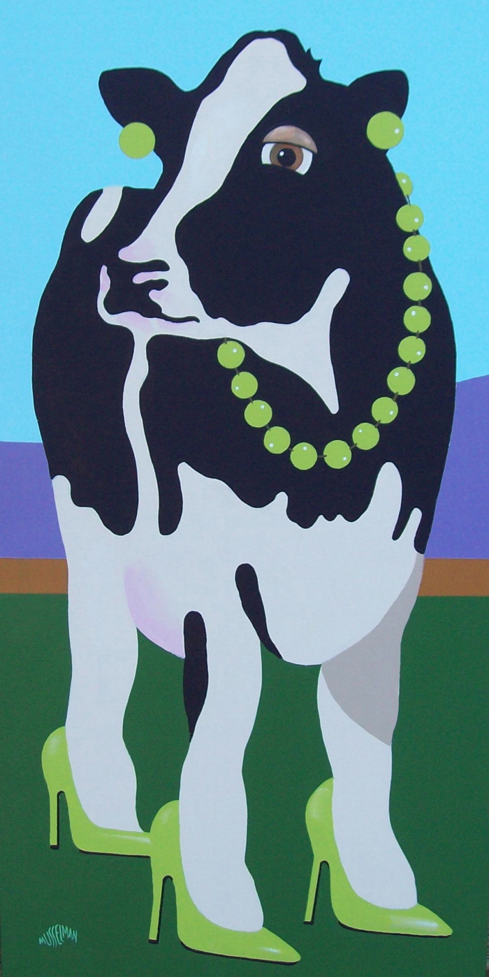Cows In Stilettos - Lime   (18 x 36)