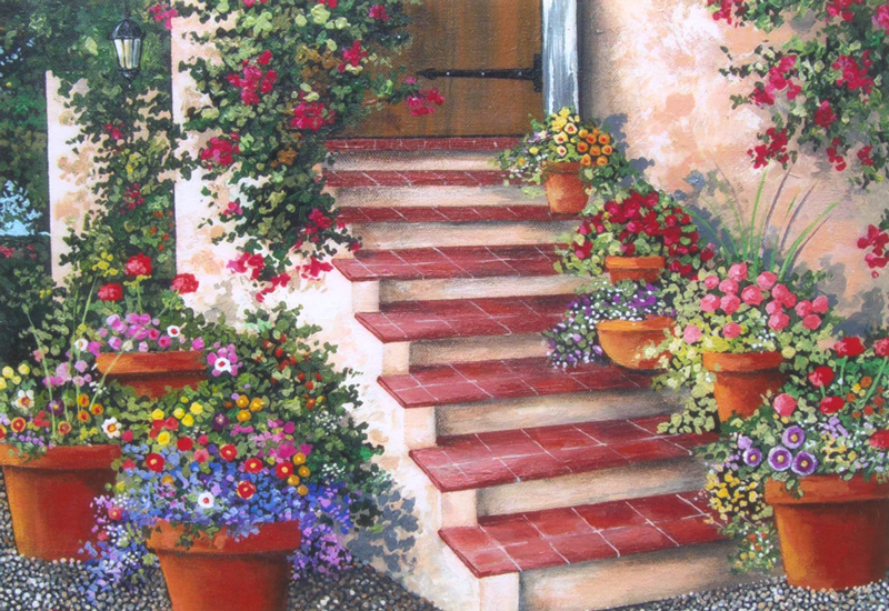 Floral Steps   (12 x 16)